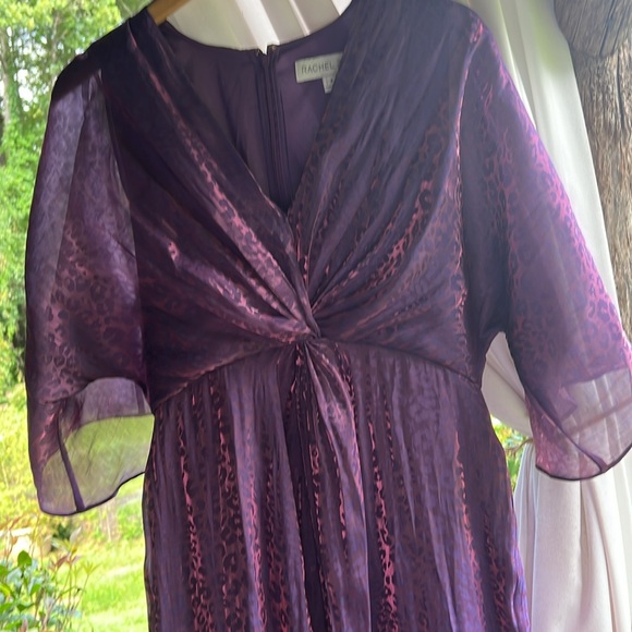 RACHEL ZOE MAXI PURPLE ANIMAL PRINT EMPIRE WAIST EUC SIZE 8 FORMAL DRESS - Picture 2 of 5